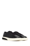 Erkek Siyah Bağcıklı Kalın Tabanlı Deri Sneaker | Derimod Erkek Siyah Bağcıklı Kalın Tabanlı Deri Sneaker | Derimod