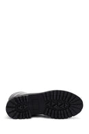 Woman Black Front Zipper Leather Boat | Derimod Woman Black Front Zipper Leather Boat | Derimod