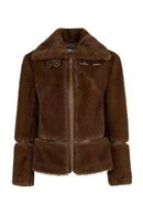 Sevilla Woman Brown Notched Collar Teddy Coats | Derimod Sevilla Woman Brown Notched Collar Teddy Coats | Derimod