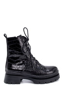 Women's Leather Crocodile Patterned Boots | Derimod Women's Leather Crocodile Patterned Boots | Derimod