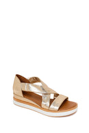 Women's Gold Chunky Metallic Leather Sandals | Derimod Women's Gold Chunky Metallic Leather Sandals | Derimod