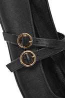 Women's Black Buckle Leather Ballerinas | Derimod Women's Black Buckle Leather Ballerinas | Derimod