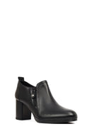 Women's Black Thick Heeled Leather Boots | Derimod Women's Black Thick Heeled Leather Boots | Derimod