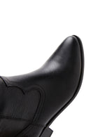 Women's Black Leather Cowboy Boots | Derimod Women's Black Leather Cowboy Boots | Derimod