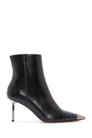 Women's Black Metal Detailed Thin High Heel Leather Boots | Derimod Women's Black Metal Detailed Thin High Heel Leather Boots | Derimod