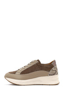 Women's Mink Lace-Up Thick-Soled Leather Sneaker | Derimod Women's Mink Lace-Up Thick-Soled Leather Sneaker | Derimod