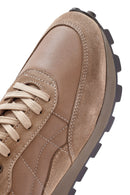 Erkek Vizon Bağcıklı Deri Sneaker | Derimod Erkek Vizon Bağcıklı Deri Sneaker | Derimod