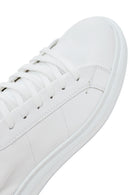 Women's White Lace-Up Leather Sneaker | Derimod Women's White Lace-Up Leather Sneaker | Derimod