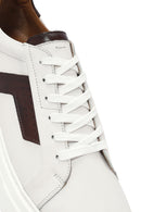 Men's White Lace-up Thick-Sole Leather Sneaker | Derimod Men's White Lace-up Thick-Sole Leather Sneaker | Derimod