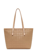 Woman Beige Printed Shoulder Bag | Derimod Woman Beige Printed Shoulder Bag | Derimod