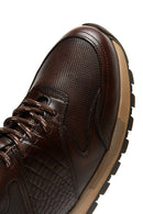 Erkek Kahverengi Deri Baskılı Sneaker | Derimod Erkek Kahverengi Deri Baskılı Sneaker | Derimod