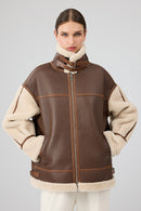 Helsinki Women's Brown Short Teddy Coat | Derimod Helsinki Women's Brown Short Teddy Coat | Derimod
