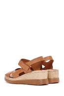 Women's Tan Thick Soled Leather Comfort Sandals with Ankle Strap | Derimod Women's Tan Thick Soled Leather Comfort Sandals with Ankle Strap | Derimod