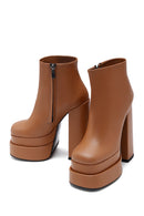 Women's Tan Leather Platform High Heel Boots | Derimod Women's Tan Leather Platform High Heel Boots | Derimod
