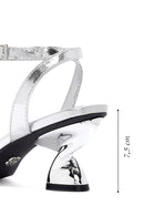 Women's Silver Ankle Buckle Chunky Heel Metallic Sandals | Derimod Women's Silver Ankle Buckle Chunky Heel Metallic Sandals | Derimod