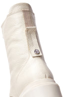 Women's Beige Zippered Leather Combat Boots | Derimod Women's Beige Zippered Leather Combat Boots | Derimod