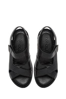 Kadın Siyah Bantlı Deri Comfort Sandalet | Derimod Kadın Siyah Bantlı Deri Comfort Sandalet | Derimod