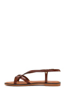 Women's Brown Buckle Thong Leather Bodrum Sandals | Derimod Women's Brown Buckle Thong Leather Bodrum Sandals | Derimod