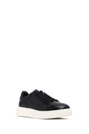 Men's Black Croco Lace-up Leather Sneaker | Derimod Men's Black Croco Lace-up Leather Sneaker | Derimod