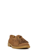 Women's Tan Tassel Suede Leather Loafer | Derimod Women's Tan Tassel Suede Leather Loafer | Derimod