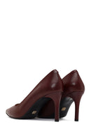 Women's Burgundy Thin Heeled Leather Stiletto | Derimod Women's Burgundy Thin Heeled Leather Stiletto | Derimod