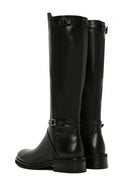 Women's Black Buckle Zippered Leather Boots | Derimod Women's Black Buckle Zippered Leather Boots | Derimod