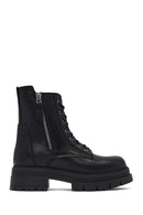 Woman Black Zippered Thick Sole Leather Postal Boots | Derimod Woman Black Zippered Thick Sole Leather Postal Boots | Derimod