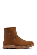 Women's Tan Zippered Suede Teddy Boot | Derimod Women's Tan Zippered Suede Teddy Boot | Derimod