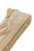 Women's Beige Lace-up Suede Leather Sneaker | Derimod Women's Beige Lace-up Suede Leather Sneaker | Derimod