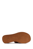 Woman Tan Thick Sole Leather Comfort Slippers | Derimod Woman Tan Thick Sole Leather Comfort Slippers | Derimod