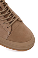 Erkek Vizon Bağcıklı Nubuk Deri Sneaker | Derimod Erkek Vizon Bağcıklı Nubuk Deri Sneaker | Derimod