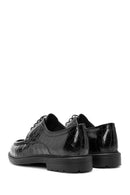 Men's Black Lace-Up Crocodile Patterned Leather Casual Shoes | Derimod Men's Black Lace-Up Crocodile Patterned Leather Casual Shoes | Derimod