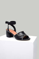 Women's Heeled Leather Sandals with Metal Detail | Derimod Women's Heeled Leather Sandals with Metal Detail | Derimod