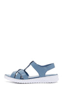 Kadın Mavi Deri Comfort Sandalet | Derimod Kadın Mavi Deri Comfort Sandalet | Derimod