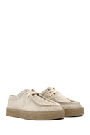 Women's Beige Suede Leather Masculine Shoes | Derimod Women's Beige Suede Leather Masculine Shoes | Derimod