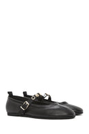 Women's Black Buckle Leather Ballerinas | Derimod Women's Black Buckle Leather Ballerinas | Derimod