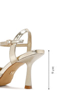 Women's Gold Ankle Buckle Braided Thin Heeled Shoes | Derimod Women's Gold Ankle Buckle Braided Thin Heeled Shoes | Derimod