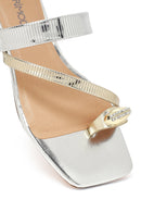 Woman Silver Stone Metallic Slippers | Derimod Woman Silver Stone Metallic Slippers | Derimod