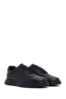 Erkek Siyah Bağcıklı Deri Casual Sneaker | Derimod Erkek Siyah Bağcıklı Deri Casual Sneaker | Derimod