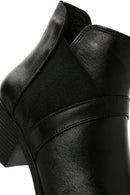 Women's Black Thick Heeled Zippered Leather Boots | Derimod Women's Black Thick Heeled Zippered Leather Boots | Derimod
