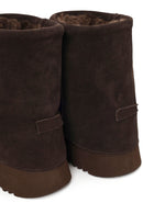 Woman Brown Thick-Soled Suede Teddy Boots | Derimod Woman Brown Thick-Soled Suede Teddy Boots | Derimod