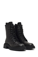 Women's Black Zippered Thick-Soled Leather Boot | Derimod Women's Black Zippered Thick-Soled Leather Boot | Derimod