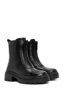 Women's Black Double Zipper Leather Boots | Derimod Women's Black Double Zipper Leather Boots | Derimod