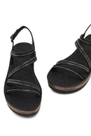 Women's Black Thick Soled Stoned Sandals | Derimod Women's Black Thick Soled Stoned Sandals | Derimod