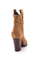 Women's Suede Leather Heeled Boots | Derimod Women's Suede Leather Heeled Boots | Derimod