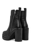 Women's Black Zipper High Thick Heel Boots | Derimod Women's Black Zipper High Thick Heel Boots | Derimod