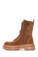 Women's Tan Suede Leather Boots | Derimod Women's Tan Suede Leather Boots | Derimod
