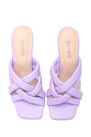 Women's Lilac Heeled Slippers | Derimod Women's Lilac Heeled Slippers | Derimod