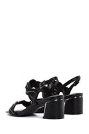 Women's Black Braided Chunky Low Heel Sandals | Derimod Women's Black Braided Chunky Low Heel Sandals | Derimod