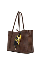 Woman Brown Accessory-Detail Printed Shoulder Bag | Derimod Woman Brown Accessory-Detail Printed Shoulder Bag | Derimod